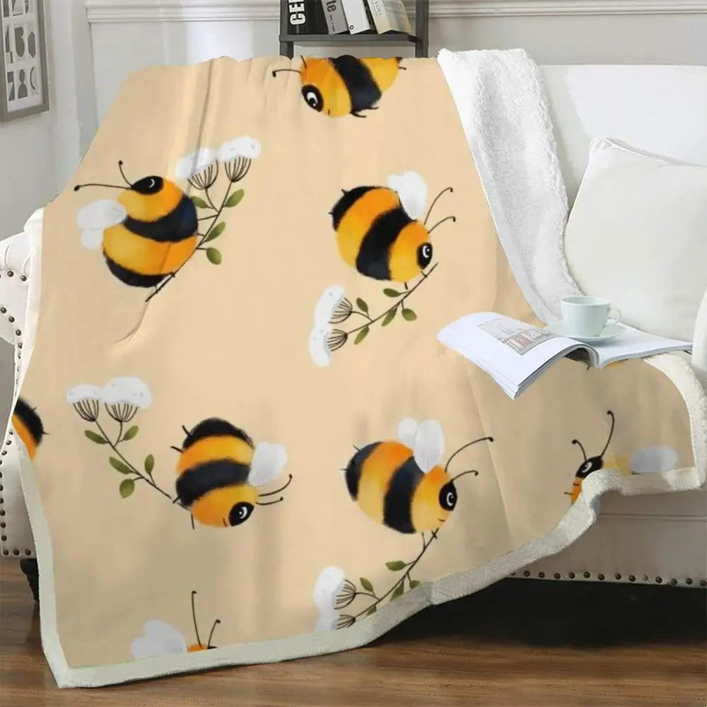 NKNK Brank Bee Blanket Animal Thin Quilt Flower Bedspread For Bed Lovely 3D Print Sherpa New High Quality Polyester | Дом и сад