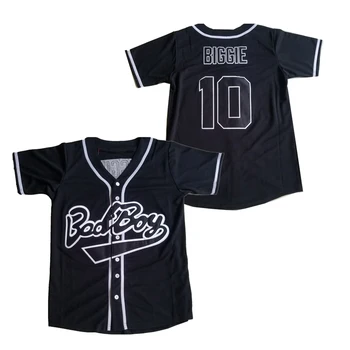 

BG baseball jerseys 10 BIGGIE jersey Bad Boy Embroidery sewing logo Hip-hop loose Outdoor sportswear white black big size summer