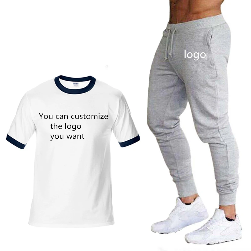 

Футболка мужская с коротким рукавом, хлопковая майка с логотипом на заказ, шорты, костюм в стиле Харадзюку, весна-осень