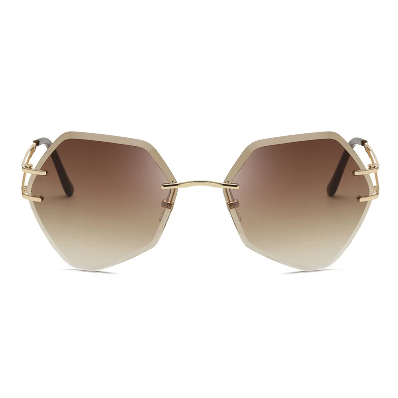 Европейский и американский стиль, трендовые классические женские очки, безрамные, с вырезами по краям, треугольные, современные солнцезащитные очки