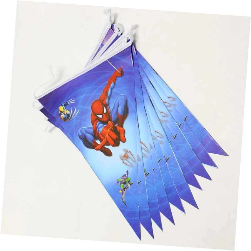 Suministros de fiesta de Spiderman, bandera para fiesta de cumpleaños, Banners para niños, eventos, suministros de fiesta de spiderman, 10 banderas/Paquete de cumpleaños de Spiderman