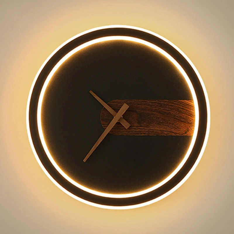 Modern Led Wall Lamp Mute Clock Sconce Lamp Living Room Bedroom Hotel Background Wall Light Indoor Home Decoration Lighting