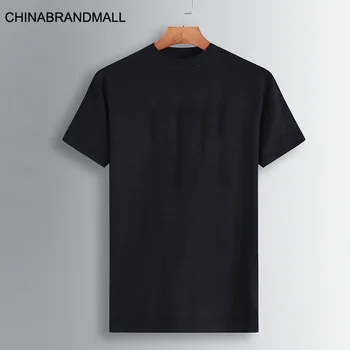 

Autumn Thin Section Men Plus Fat Plus Size Round Neck Short Sleeve Knitting Shirt Male Fat Man Solid Color Joker Short