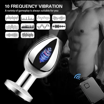 Metal Material Anal Plug Vibrator Remote Control Prostate Massager Sex Machine Female Masturbation Tool Adult Toys for Couple 2