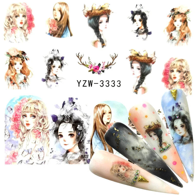 

2023 New Arrival Water Decals Nail Tattoo Fox Lovely Animal Cartoon Sticker Wraps Nails Owl Scarecrow Manicure Design