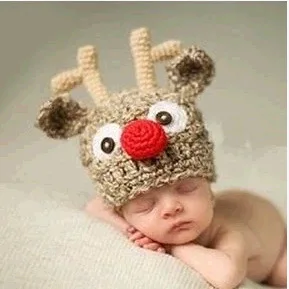 

New baby wool hat baby hat handmade children wild knit hat Christmas antler cap