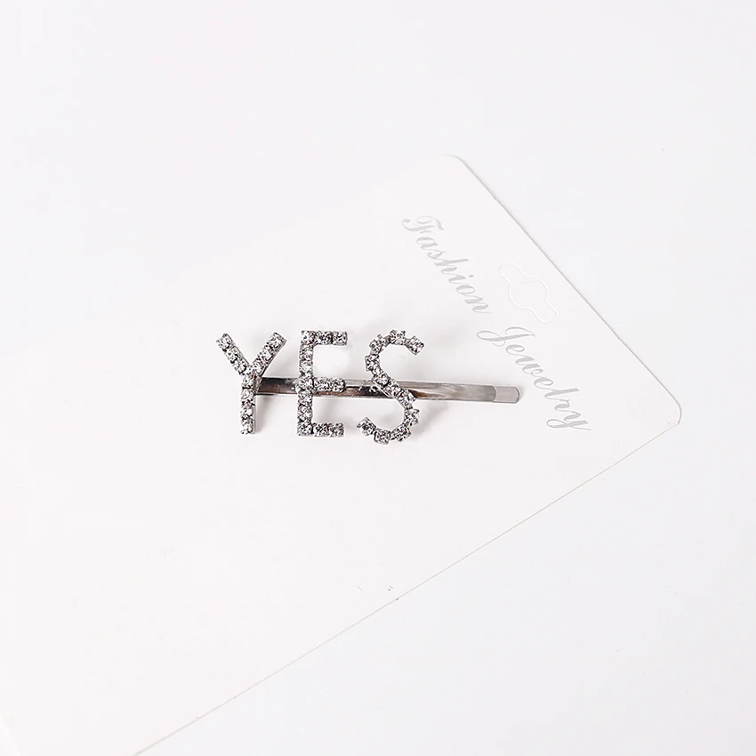 W-YES 1 шт. Твердые буквы заколки для волос для женщин Корея Мода ручной работы заколка для волос шпильки заколки для девочек аксессуары для волос - Цвет: W-YES