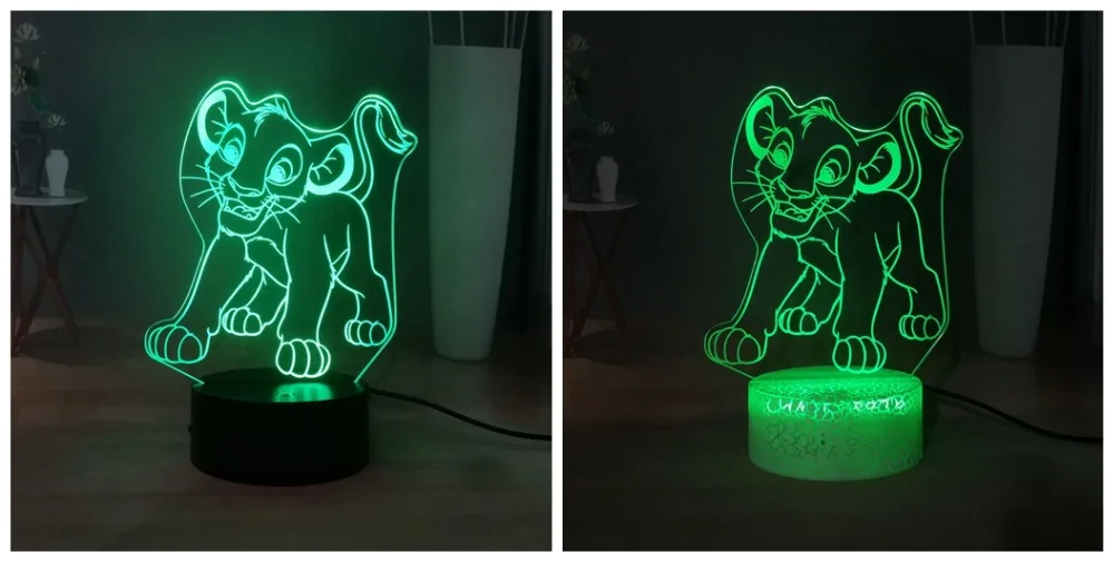 Simba светодиодный детский ночник мультфильм Король джунглей декор комнаты RGB многоцветный король льва светодиодный ночник для детей