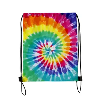 

Unisex Multi-color Drawstring Light Weighted Backpack Portable Waterproof Sackpack Satchel Stylish Tie Dye Printed Backpacks