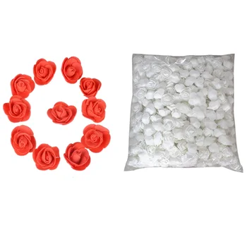 

NEW-1000Pcs These Flowers Are Used to Decorate Flores Man-Made Decorative Roses Head Rose Bear Wedding White & Red