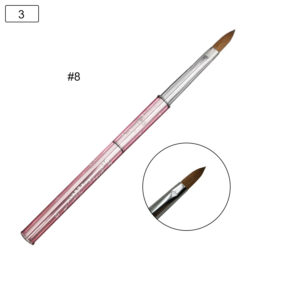 Колонок хвост волос розовая ручка съемная металлическая кисть для дизайна ногтей лак УФ-краска для рисования салон ногтей советы инструмент маникюр B065 - Цвет: Oblate head-8