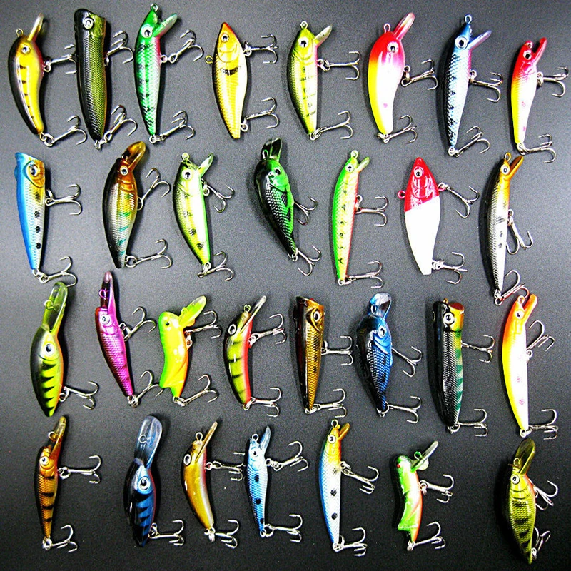 

New 30pcs Kinds of Fishing Lures Crankbaits Hooks jigging Lure Assorted Tackle Set Artificia Wobbler Carp Fly Fishing Baits
