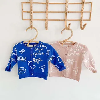 

Autumn Boy And Girl Infant Children's Sweater Knitted Solid Color Graffiti All-match Cardigan Coat Baby Boy Clothes