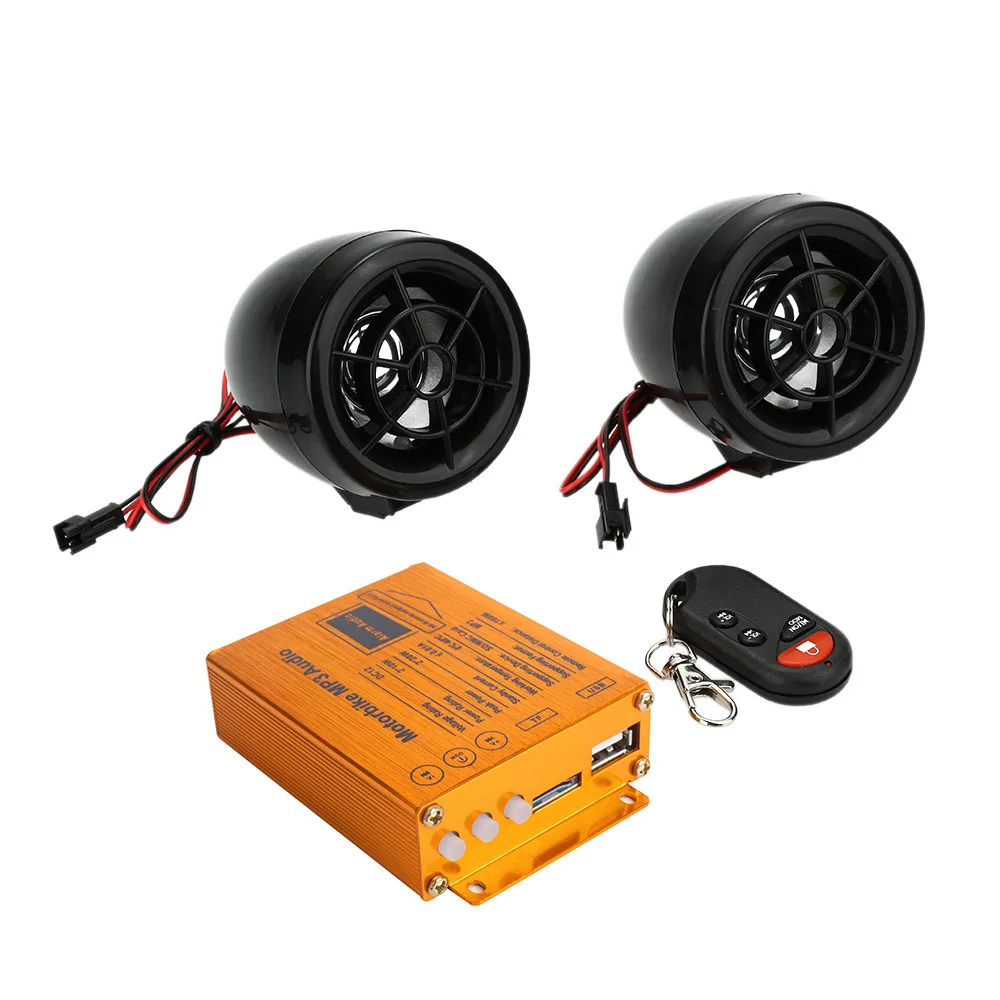 

Hot New Motorcycle Speakers Audio Sound System FM Radio Security Alarm Wireless Remote with USB SD Slot Motorcycle Mutilmedia
