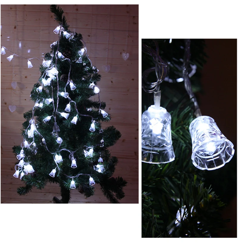 1,2 м/2,5 м/5 м светодиодный светильник, Рождественский колокольчик, сказочные огни, наружная батарея, гирлянда на Рождественское дерево, украшение для вечеринки свадьбы Рождества - Испускаемый цвет: cold white
