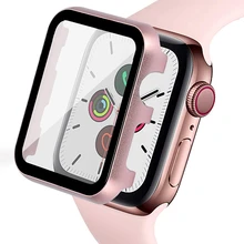 Металлический корпус для Apple Watch 44 мм 40 мм, защитная пленка для экрана iwatch 42 мм 38 мм серии 5 4 3 2 1 HD, прозрачный Металлический корпус для Apple Watch 44 мм 40 мм, защитная пленка для экрана iwatch 42 мм 38 мм серии 5 4 3 2 1 HD, прозрачный