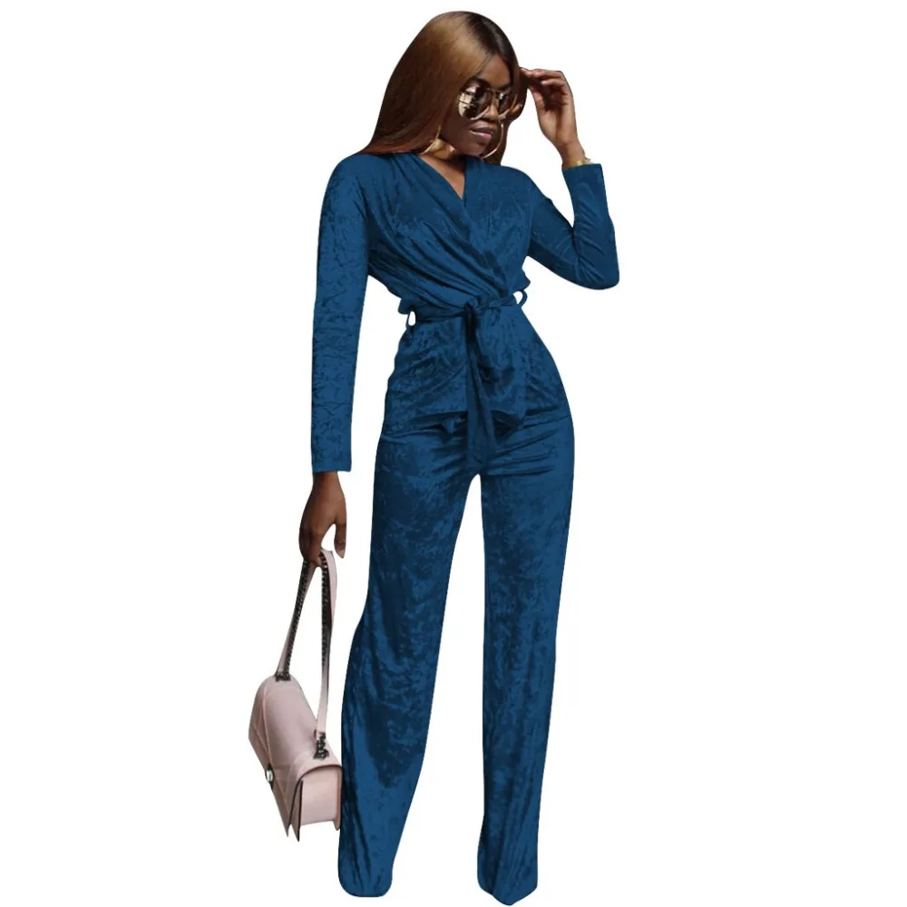 Женский бархатный Бандаж с длинным рукавом, куртка с v-образным воротником, брюки, комплект из двух предметов для женщин, женский комплект 2 шт. костюмы - Цвет: 03