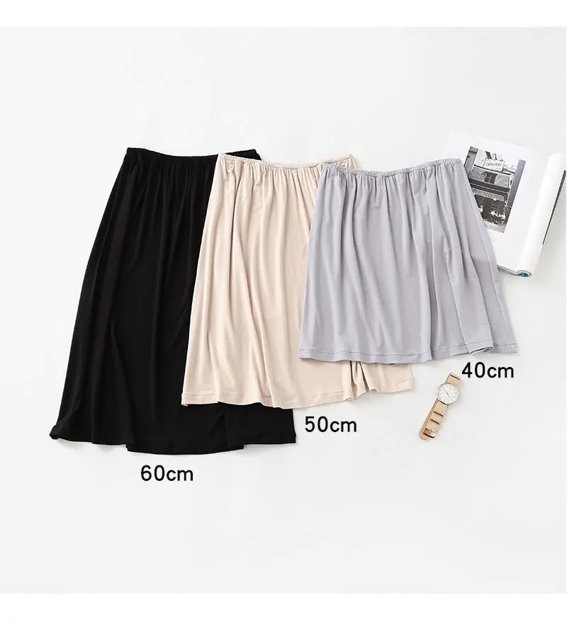 Modal half length basic skirt white underskirt black a line short skirt for women hanfu lined thin petticoat half slip