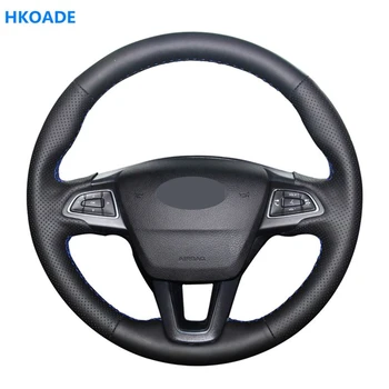 

Hand-stitched Black Stylish Artificial Leather Car Steering Wheel Cover For Ford Focus 3 2015-2018 Escape C-MAX Kuga 2016-2019
