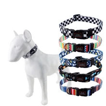

MEOWS Dog Collar Leash Set With Colorful Stripe Plaid Geometric Planet Bone Pattern Design Collar Leash For Puppy Pet