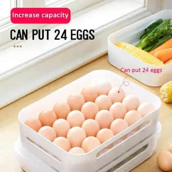 

Fridge Storage Box Plastic 24 Grid Egg Box Egg Holder Refrigerator Food Holder Preservation Best Home Kitchen Storage Boxes