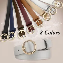 Fashion 1.05M 8 Colors Classic Solid PU Leather Leisure Waistband Circle Metal Buckle Waist  Belt For Women Dress Jeans