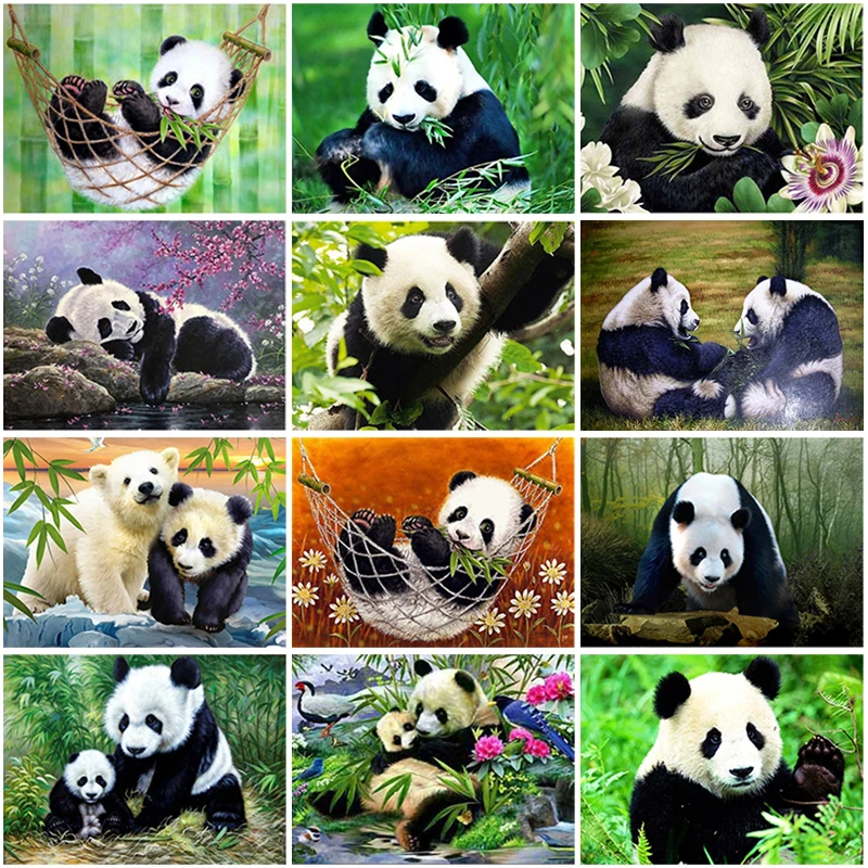 

DIY 5D Diamond Painting Cartoon Panda Diamond Embroidery Full Round Drill Animal Cross Stitch Mosaic Manual Art Gift Home Decor
