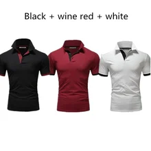 3 шт. новые летние чистого цвета мужские рубашки поло короткий, зауженный крой черные поло бизнес мода уличная топы Мужские рубашки Spo