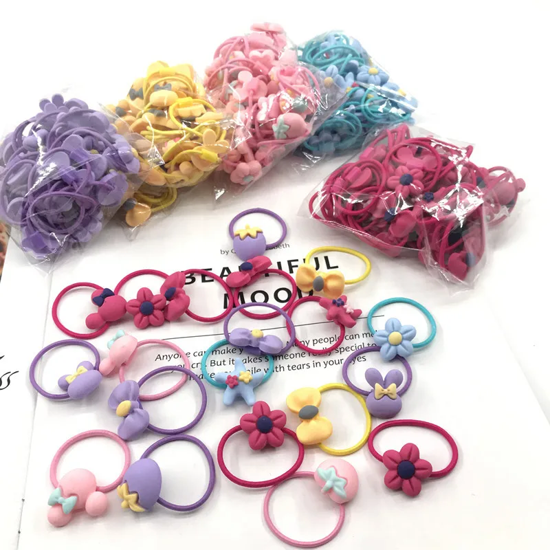 

Children's hair accessories flower hair head rope rubber band headdress princess baby hair ring 40 bags