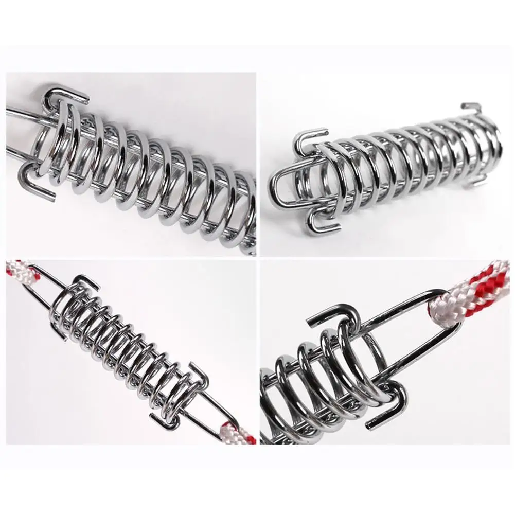 High Strength Camping Tent Spring Buckle High Elasticity Strength Stainless Steel Rope Tensioner Fixed Hook Buckle Beach Camping