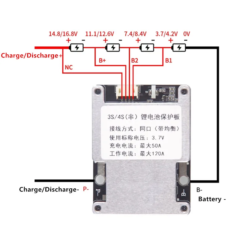 16.8V 18650 Placa de Proteção Da Bateria Li-ion LiFePo4