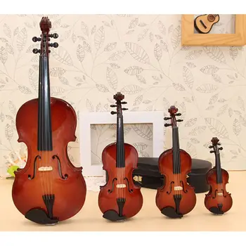 

10cm/14cm/16cm Mini Violin Model Replica with Support Case Bow Miniature Wooden Musical Instrument Collection Decor Ornament