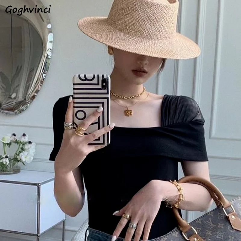 

Футболка женская в стиле пэчворк, повседневный однотонный облегающий Топ, модная уличная одежда в Корейском стиле Харадзюку, универсальная простая майка с открытой спиной