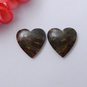 

Charms Women Jewelry Earrings Cabochon pairs,Handmade Natural Multi-color Picasso Jasper heart shape Cabochon Bead20x20x4mm,5.8g