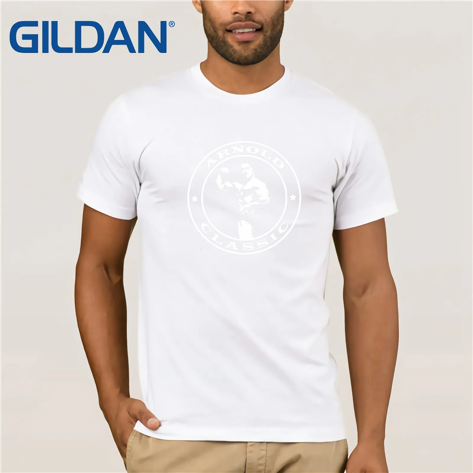 Новое поступление футболка с круглым вырезом для мужчин Арнольд Классическая футболка для бодибилдинга тренировочный тренажер мотивация онлайн футболка дизайн - Цвет: white