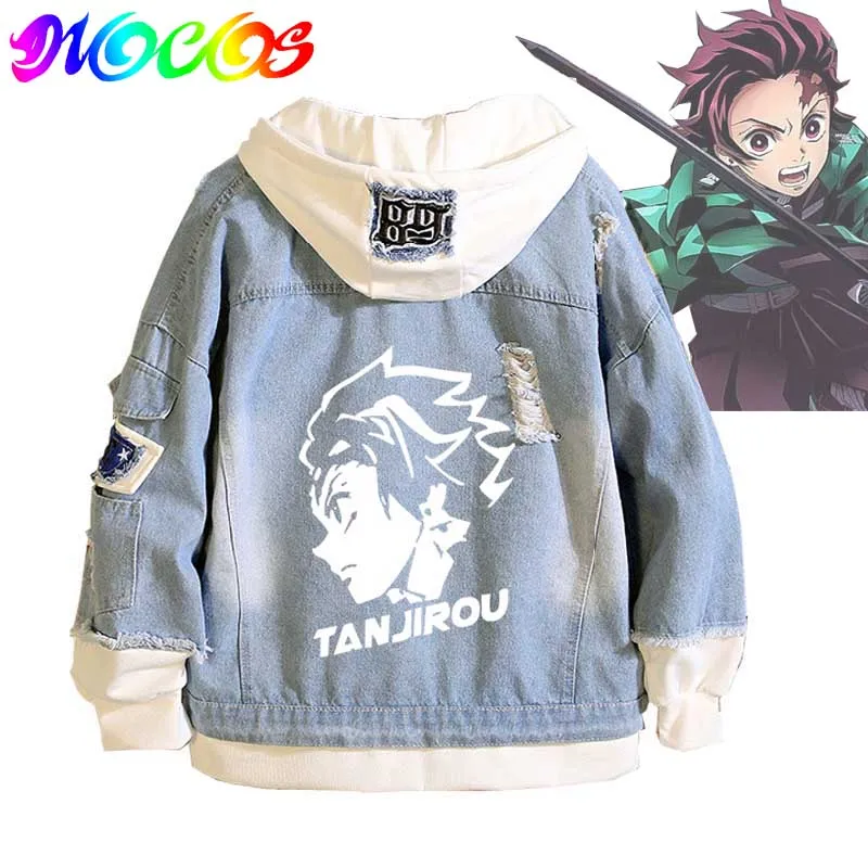 DIOCOS Demon Slayer Kimetsu no Yaiba толстовки для мужчин и женщин джинсовая куртка Tanjirou костюмы для косплея весеннее пальто толстовка верхняя одежда Топ