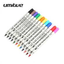 Umitive двойной наконечник ручки-щетки художественные маркеры каллиграфия ручка 0,4 тонкий кончик маркер акварельные ручки Кисть ручка