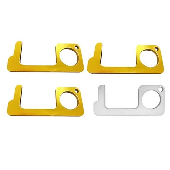 

4PC Elevator Button Contactless Tool Anti-Bacteria Safety Door Handle Key Grip Isolation Opener(3x Yellow+1x Silver)
