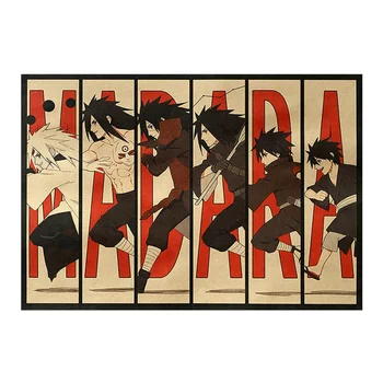 

Japen Naruto Vintage Kraft Paper Stickers Uchiha Madara Action Figure Bar Bedroom Decorative Poster Stickers Muraux For Kids