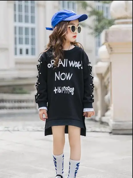 

2019 Korean style girls beading dress autumn fashion cotton girls dresses 4-9t C212