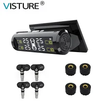 Solar TPMS Car Tire Pressure Alarm Monitor System 4 Internal External Sensor Temperature Alert D06W, D06W Pro, D06N Pro Visture