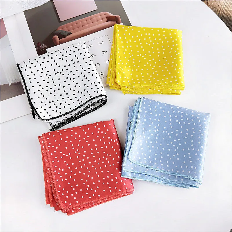 

Fashion Square Floral Dot Prin Elegant Silk Scarf Boho Hair Tie Band Neckerchief Head Neck Feel Satin Headband Scarves For Women
