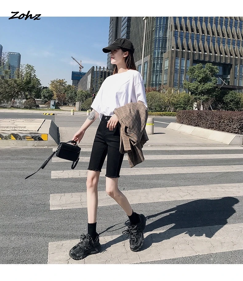 booty shorts for women Denim five pants women summer 2022 new Korean version loose large size fat mm High Waist Shorts tight stretch riding pants new hooters shorts