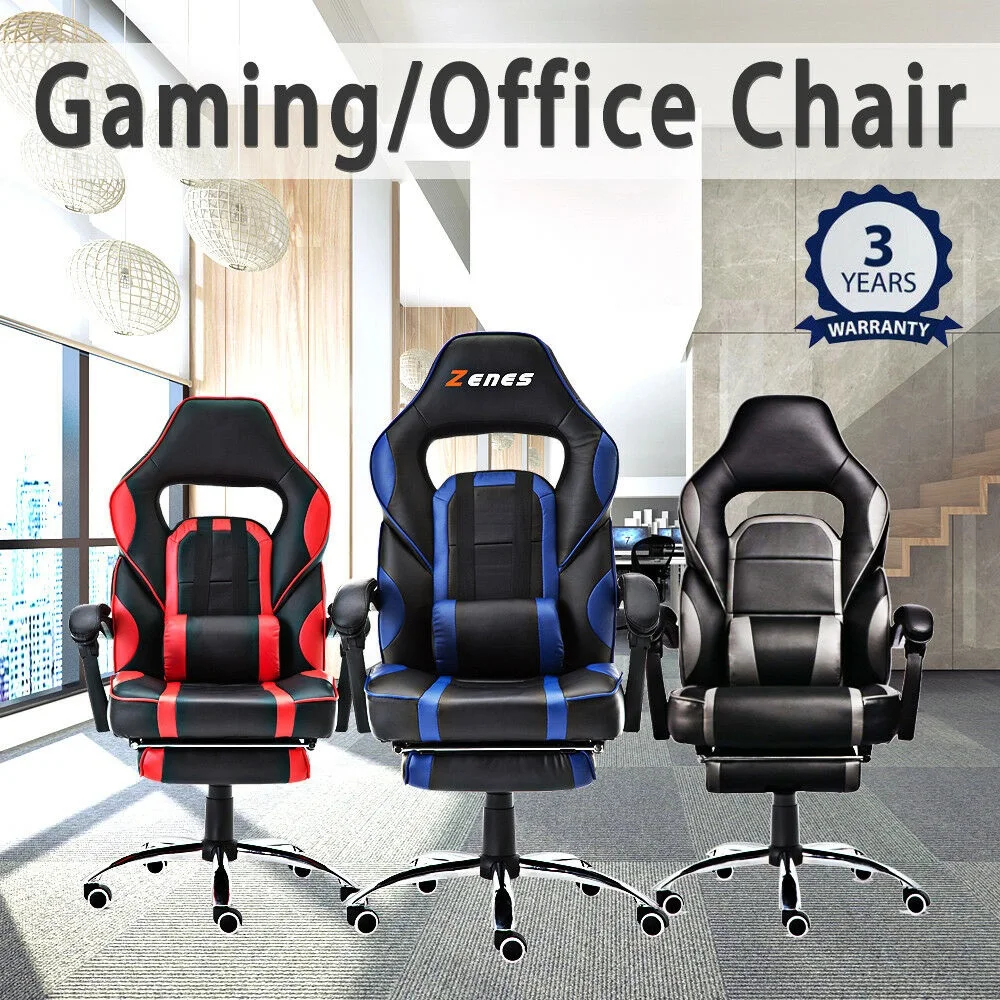 

Lift Gaming Chair Swivel Office Chair Computer Seating Racing PU Leather Executive Racer Footrest