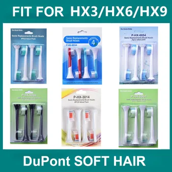 

4pcs Replacement Brush Heads For Philips HX3 HX6 HX9 Series Smart Oral Care Dental Electric Tooth Brush Head recambio cepillo