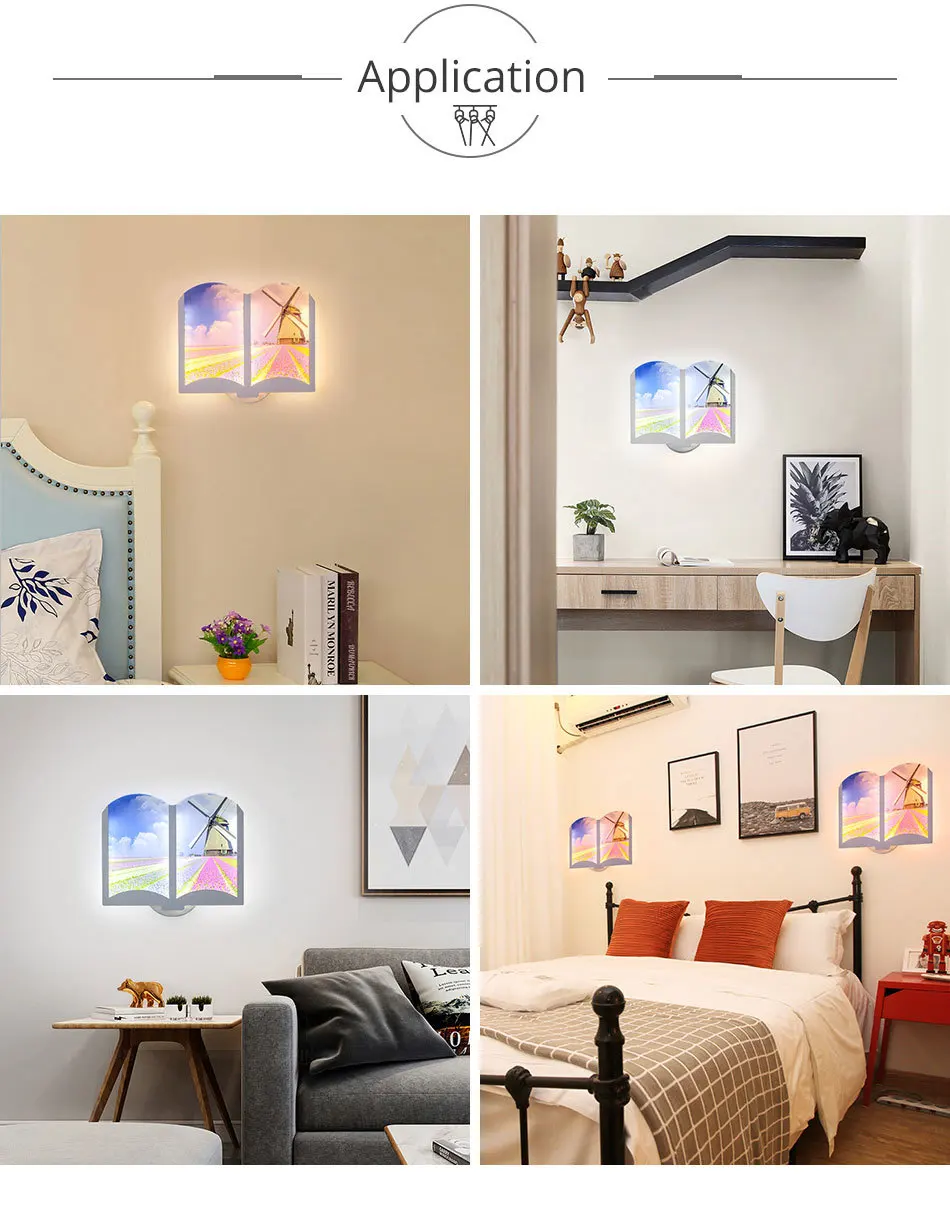 80PCS 12W Novel Indoor Wall Lamp100-130V165-240V Night Reading Light Sconces Kitchen Bedroom Lights Interior Night Light (5)