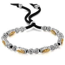 Cigovo925 Серебряный браслет тайский серебряный панк браслет череп девственница пара кожаный браслет бусы