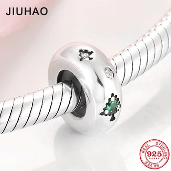 

925 Sterling Silver Green CZ Charms Christmas tree Spacer Stopper Beads Fit European Original Necklace Bracelet beads Jewelry