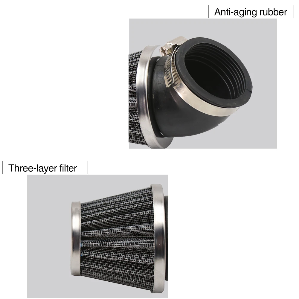 ZSDTRP 45 degree angled Motorcycle Air Cleaner Intake Filter 35mm 38mm 42mm 48mm For 50-150cc Engine ATV Scooter Pit Dirt Bike