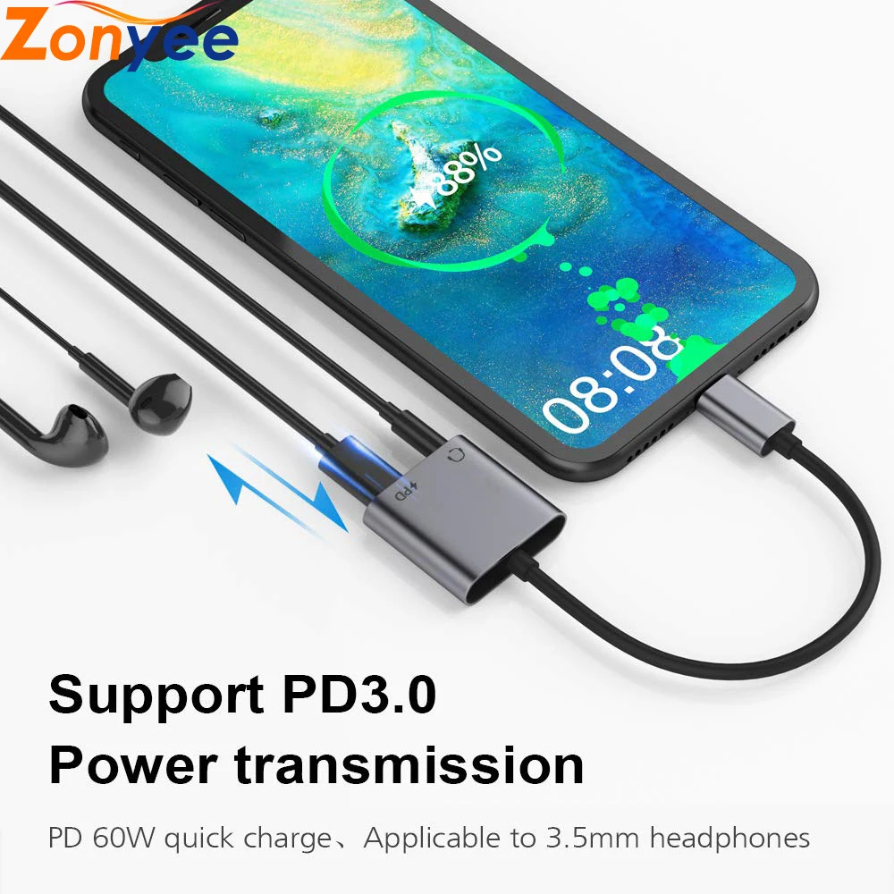2 в 1 USB-C адаптер конвертер тип-c до 3,5 мм аудио наушники адаптер для Aux совместим с samsung, huawei, чтобы наслаждаться музыкой